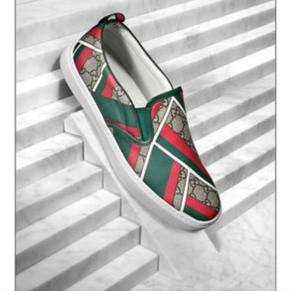 Mens Gucci dublin chevron slip on sneakers